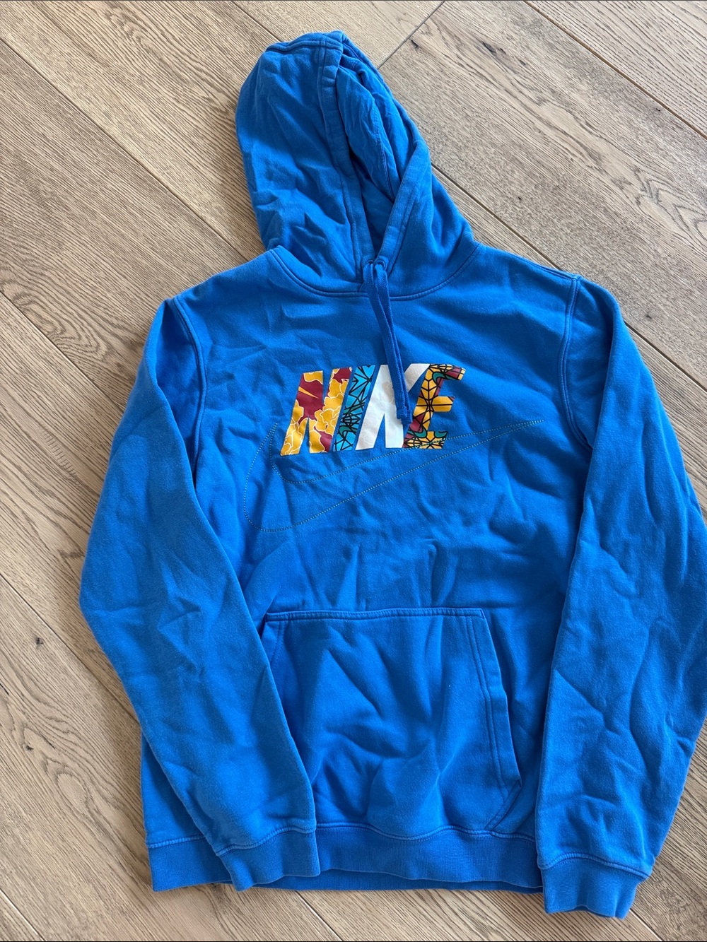 Men’s Nike Blue Hoodie with Multicolor Logo size M